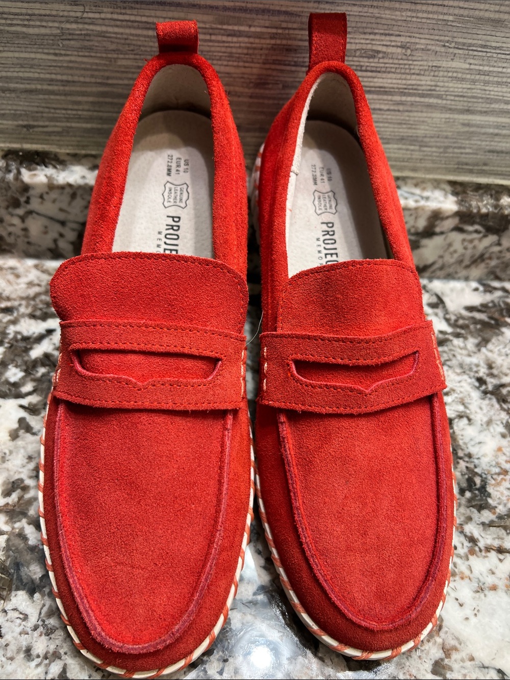 PROJECT Red Suede Penny Loafers - Women's Casual Slip-Ons